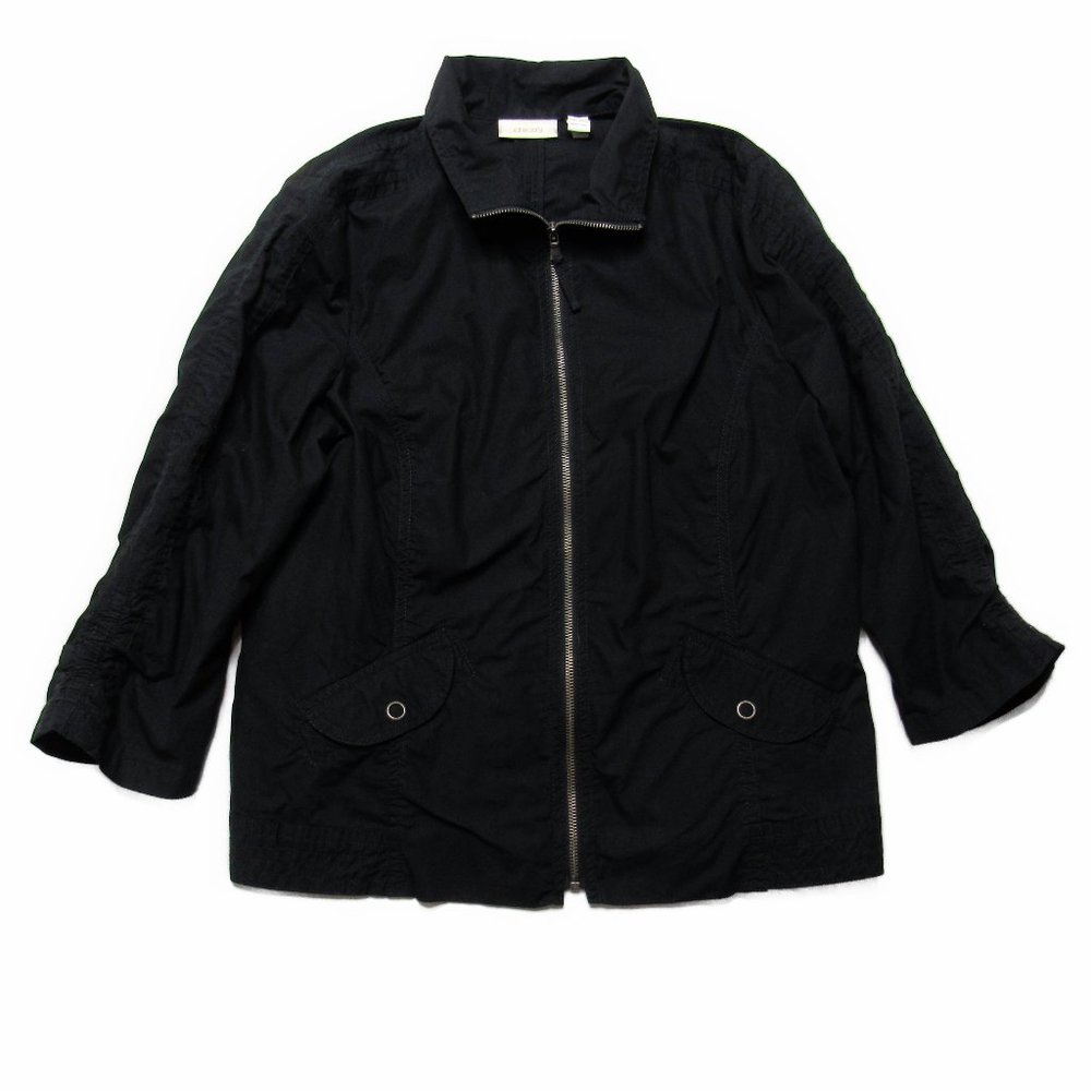 Chico's Black Utility Jacket with Zip Front